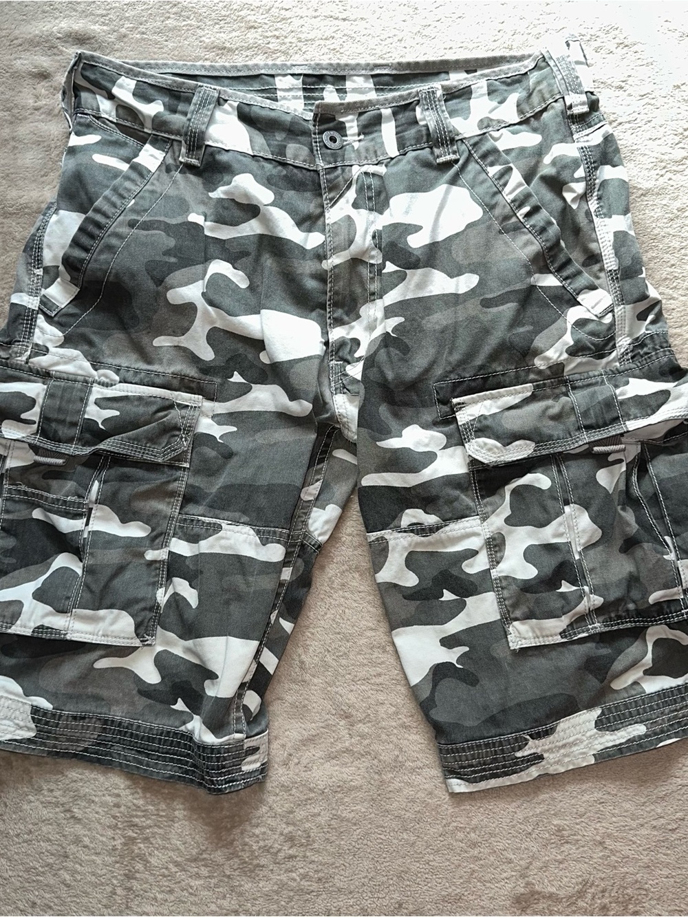 Levi's Men's Camouflage Cargo Shorts - Black Gray White 32 Waist